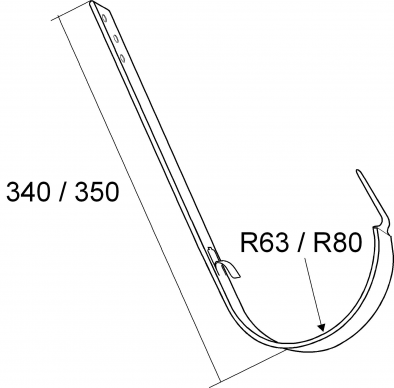 Крюк длинный 125 мм для водосточного желоба (Grand Line 125/90)