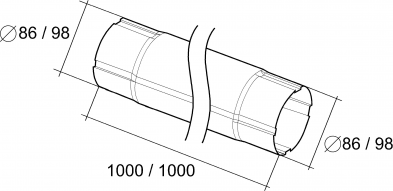 Труба круглая соединительная 90мм 1м толщина 0.5 (водостока Grand Line 125/90)