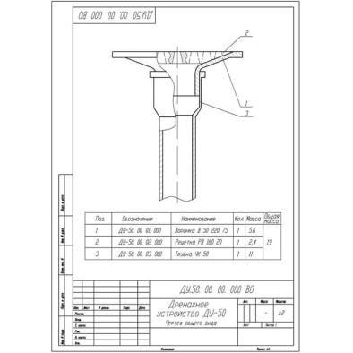 Дренажное устройство ДУ-50 (воронка ВР 50.220.75 с решеткой РВ.160.20)