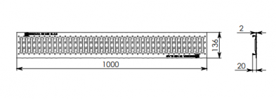 Решетка водоприемная дренажной системы Gidrolica StandartРВ-10.13,6.100 